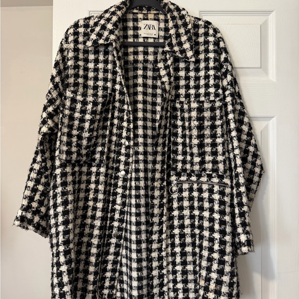 Zara Monochrome Checkered Blazer